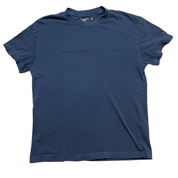 Abercrombie And Fitch Blue Embroidered Logo Tee Size Medium - Picture 1 of 4